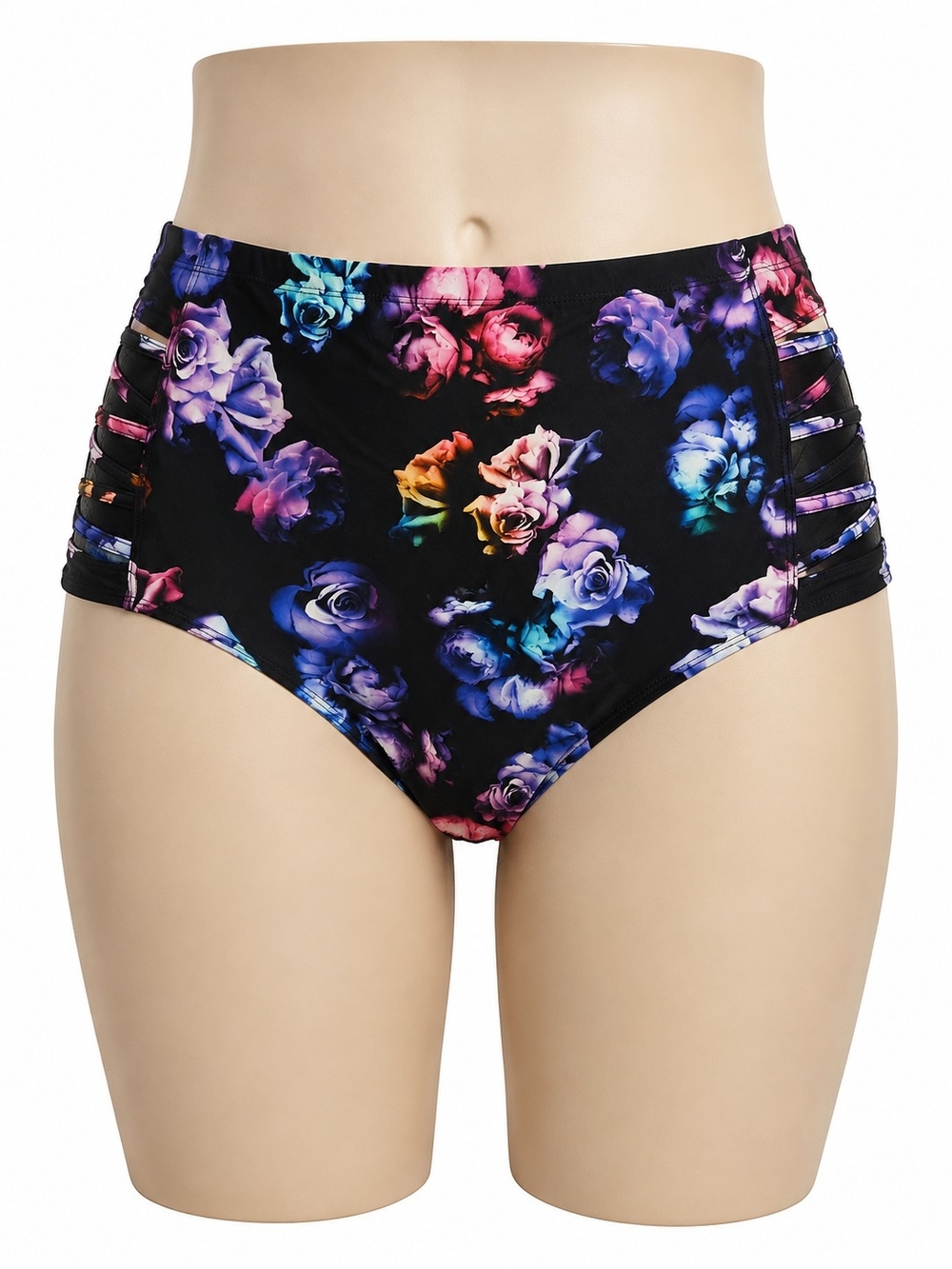 torrid Black High-Waist Floral Shorts with Side Cutouts NWT Size 3 (22/24)